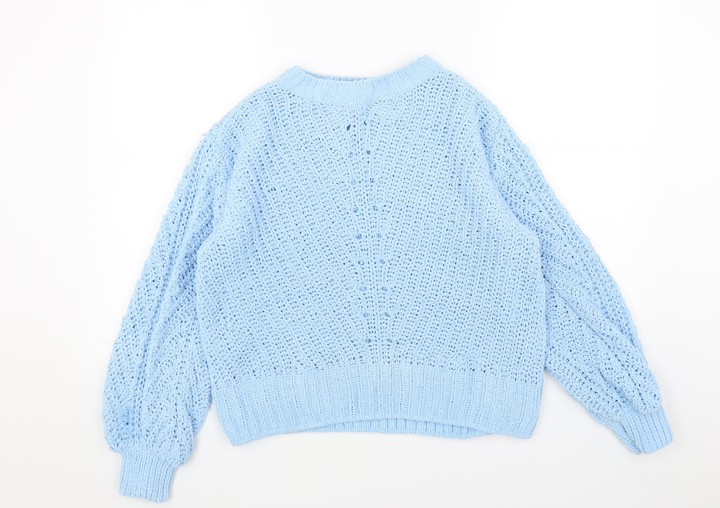 H&M Womens Blue Round Neck Polyester Pullover Jumper Size S