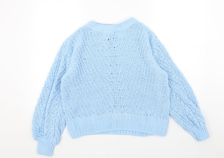 H&M Womens Blue Round Neck Polyester Pullover Jumper Size S