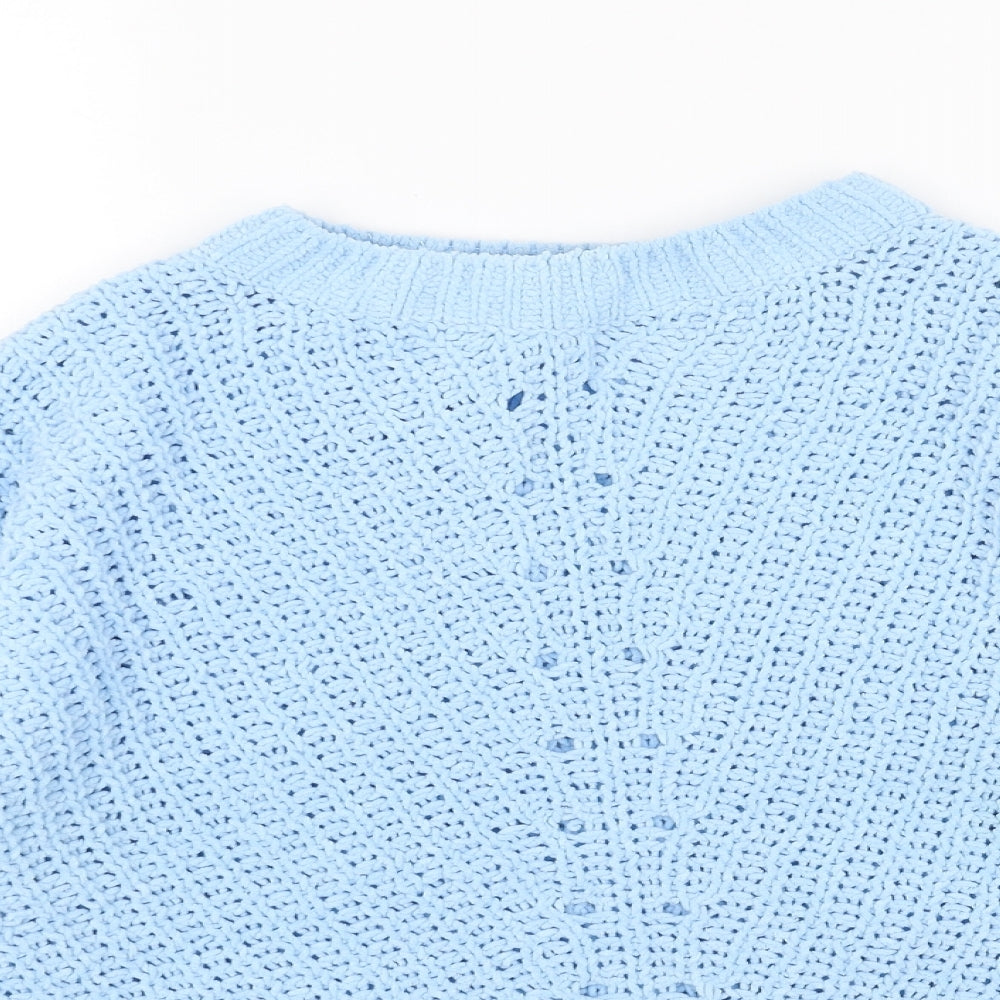 H&M Womens Blue Round Neck Polyester Pullover Jumper Size S
