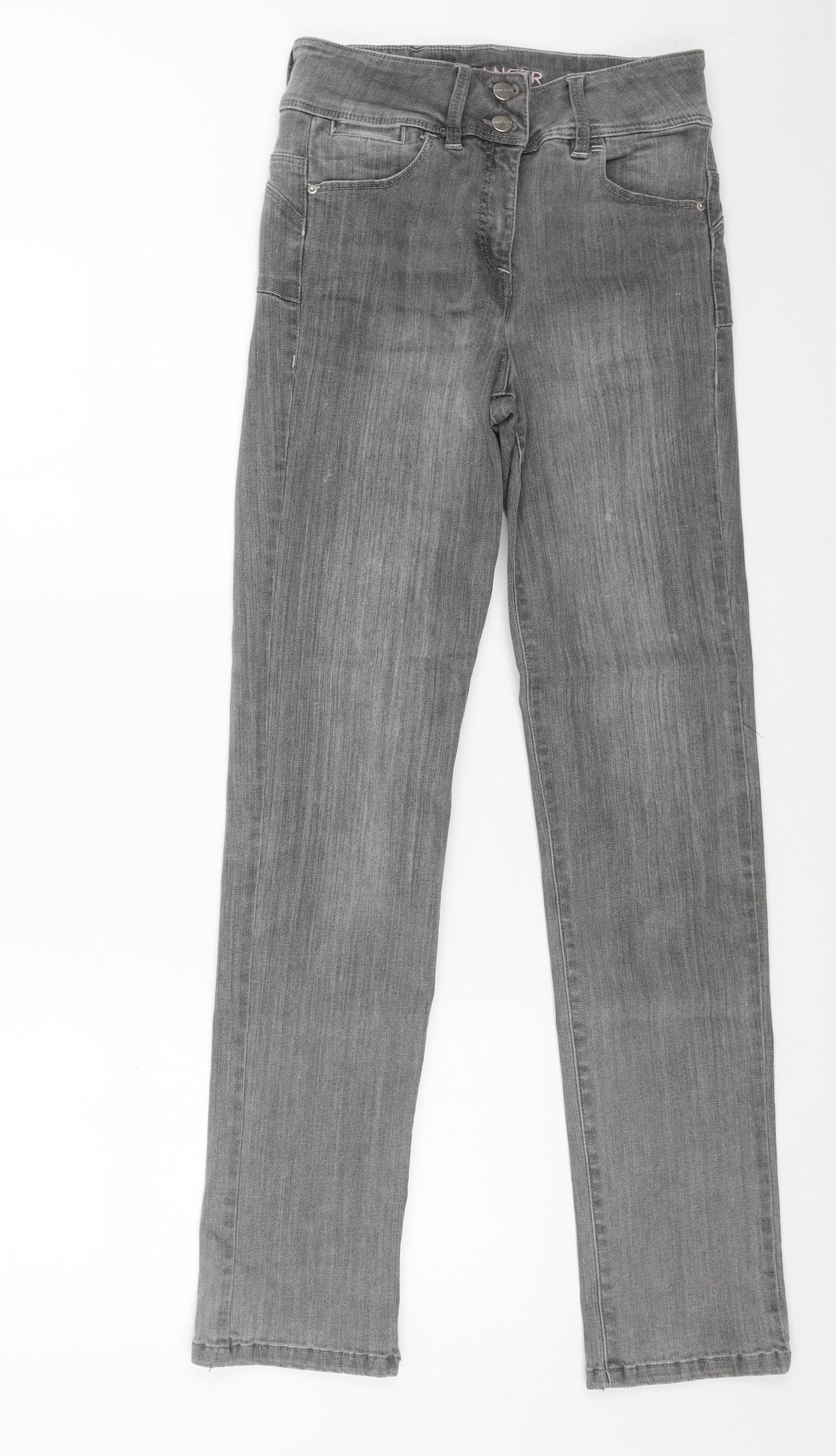 NEXT Womens Grey Cotton Straight Jeans Size 10 L30 in Regular Zip