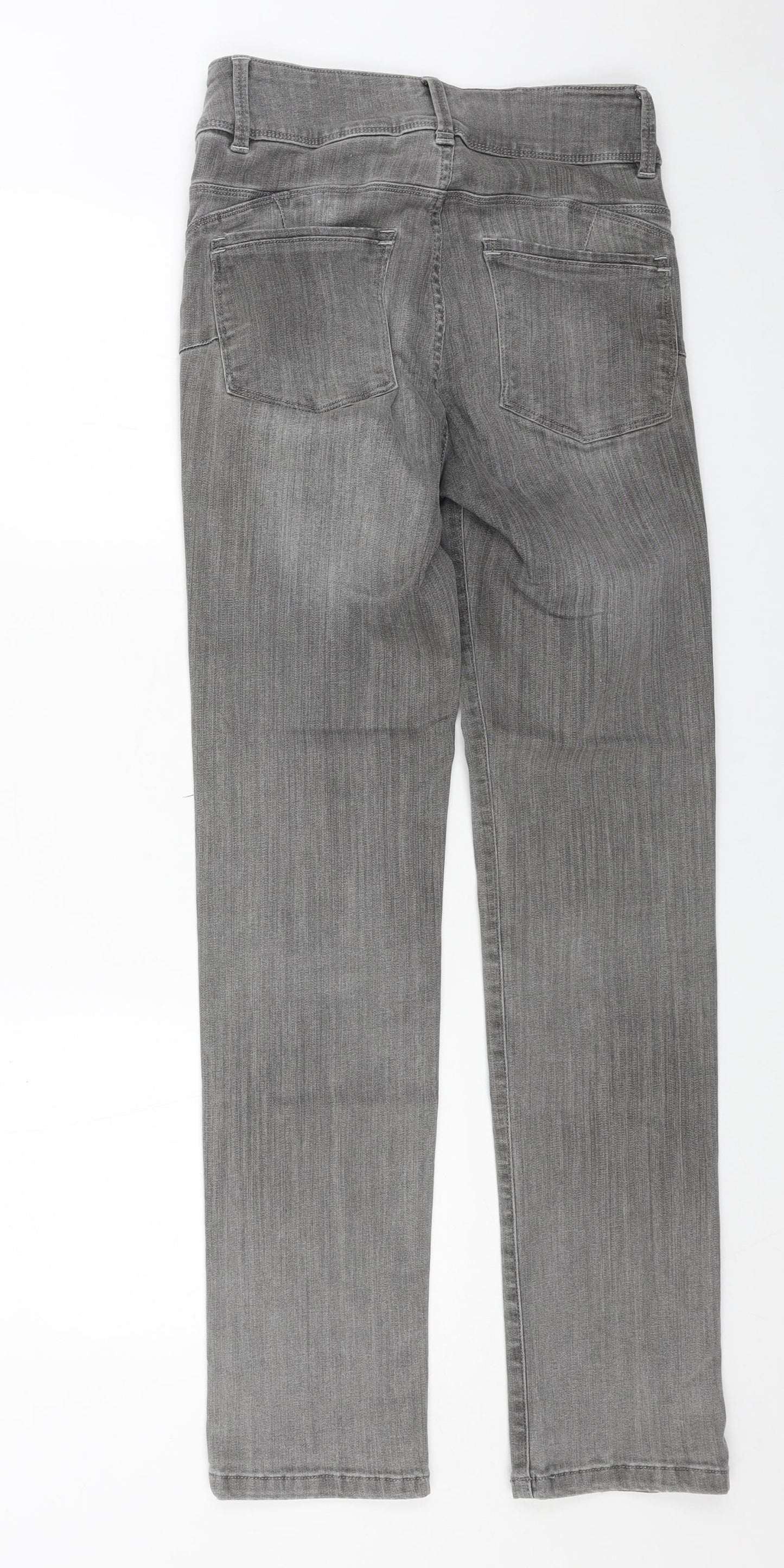 NEXT Womens Grey Cotton Straight Jeans Size 10 L30 in Regular Zip