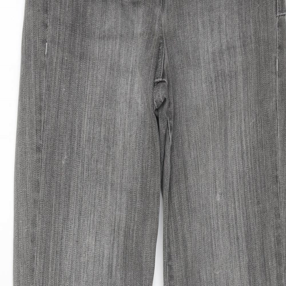 NEXT Womens Grey Cotton Straight Jeans Size 10 L30 in Regular Zip