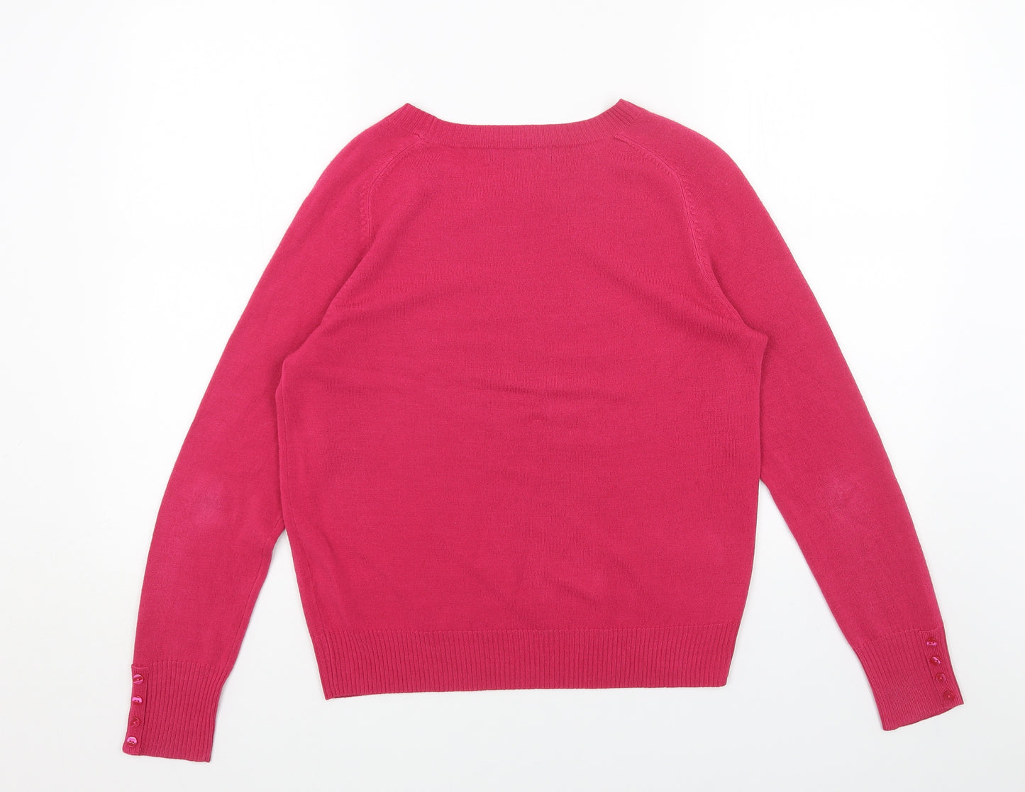 Marks and Spencer Womens Pink Round Neck Acrylic Pullover Jumper Size 12