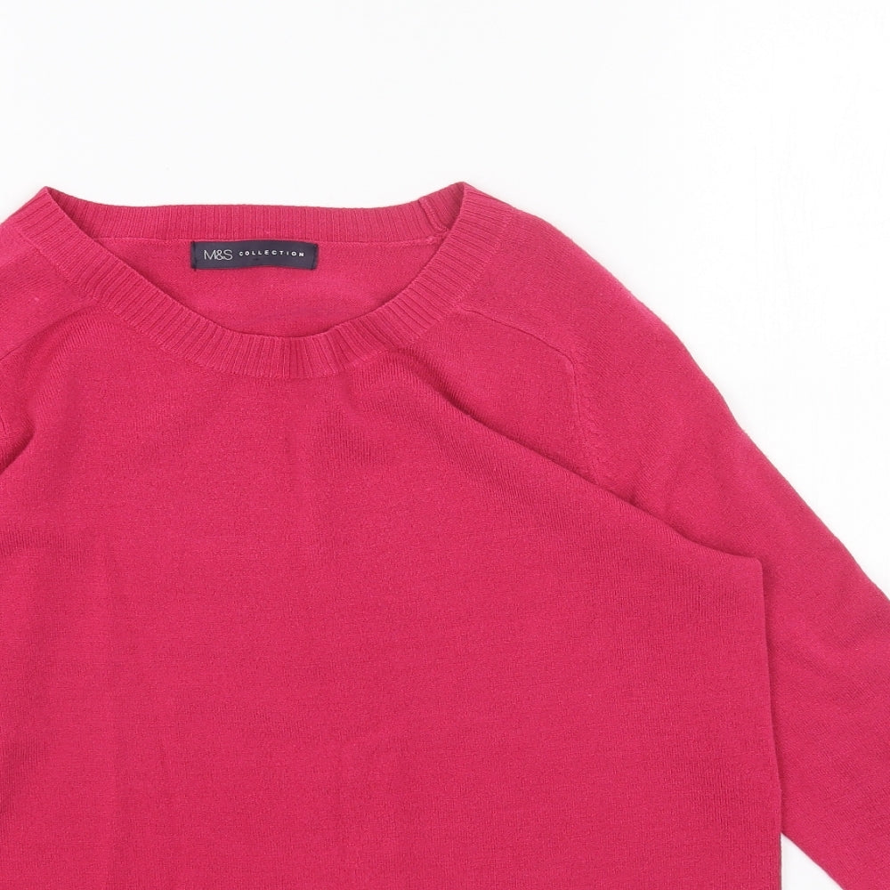 Marks and Spencer Womens Pink Round Neck Acrylic Pullover Jumper Size 12