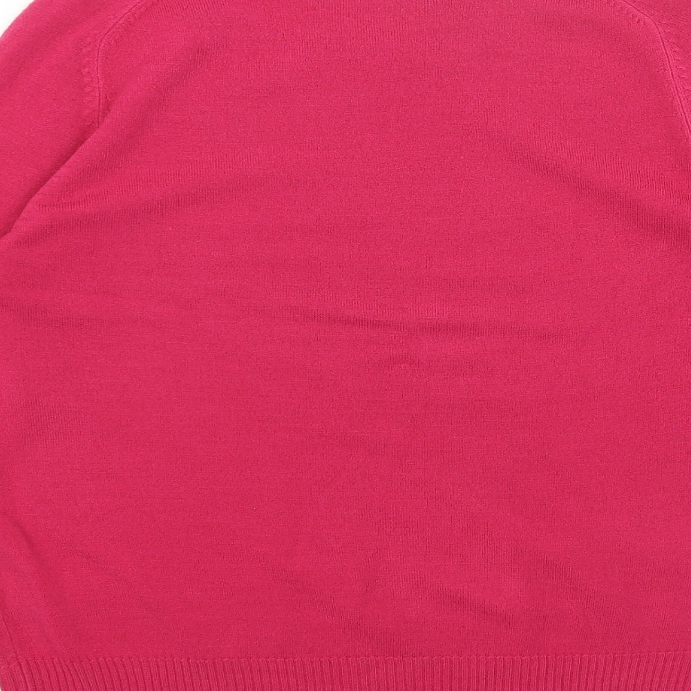 Marks and Spencer Womens Pink Round Neck Acrylic Pullover Jumper Size 12