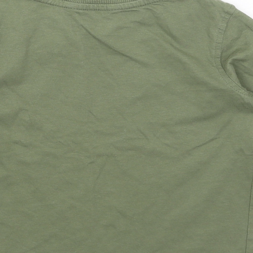 George Girls Green Cotton Basic T-Shirt Size 3-4 Years Round Neck Pullover - Lion