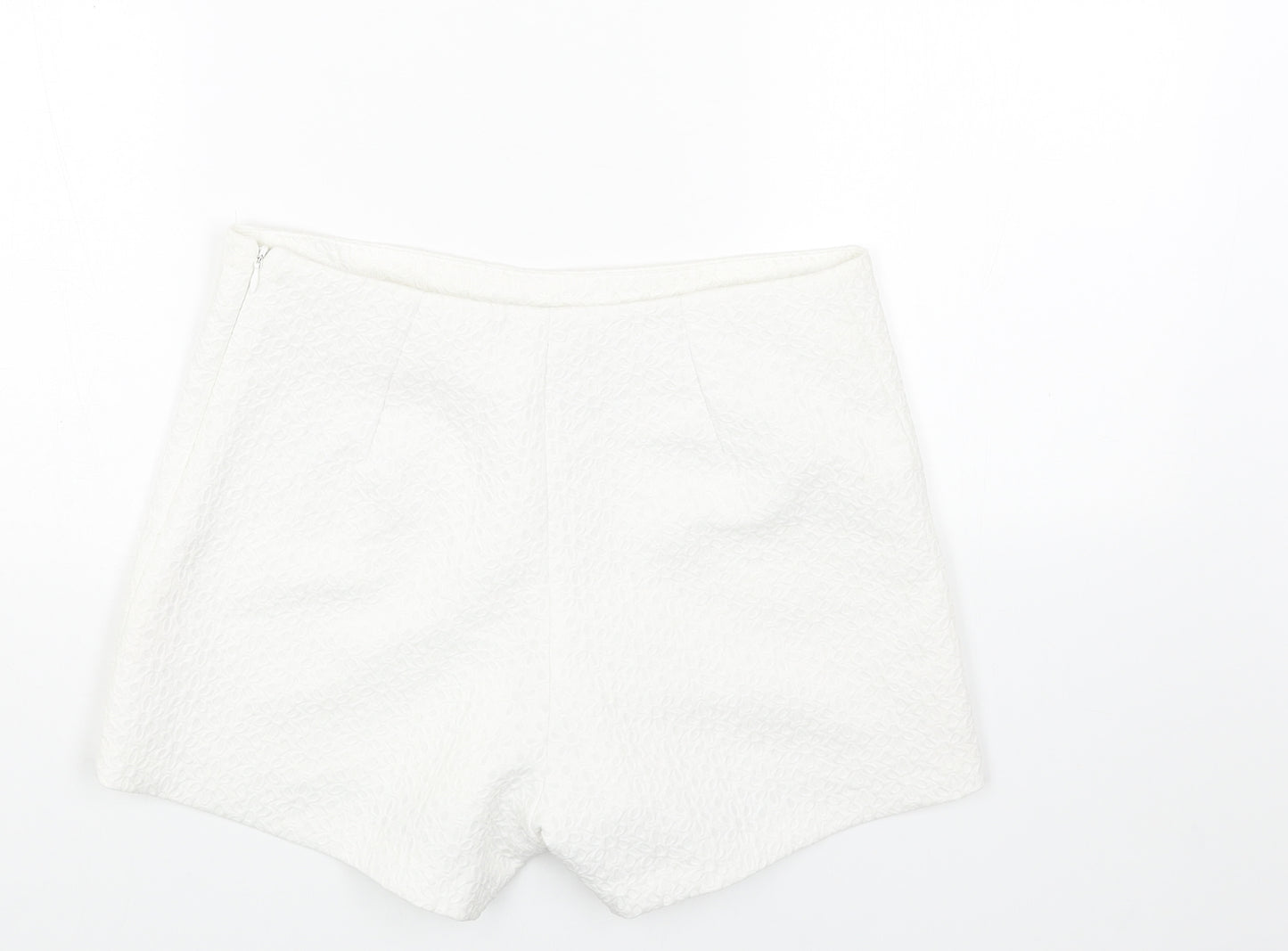Miss Selfridge Womens White Geometric Polyester Culotte Shorts Size 10 Regular Zip