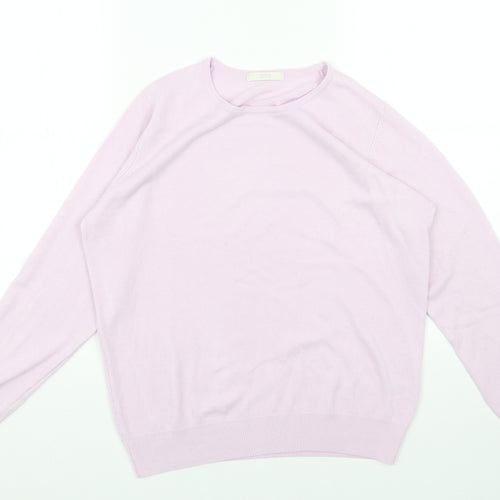 Marks and Spencer Womens Purple Round Neck Acrylic Pullover Jumper Size 14