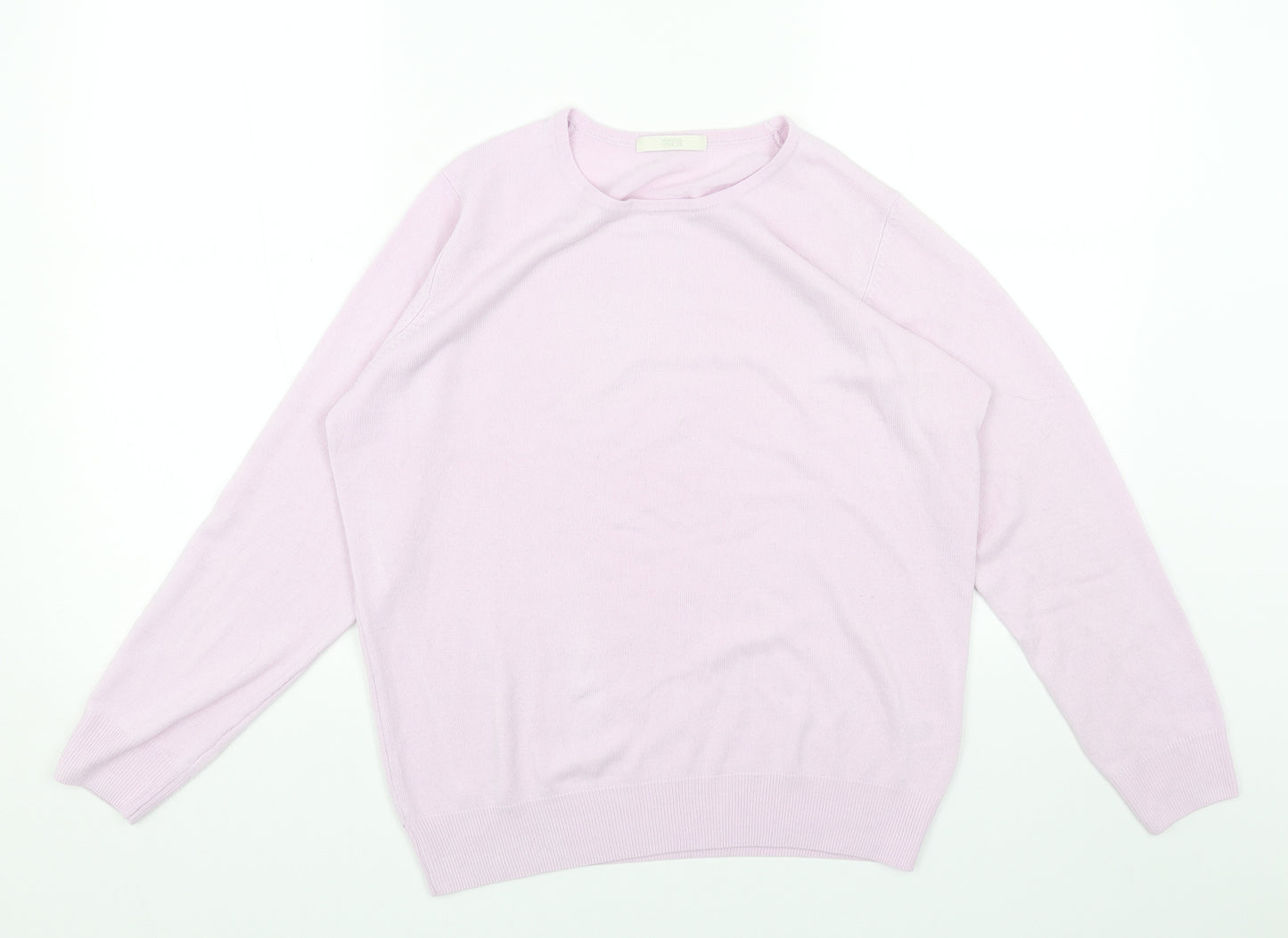 Marks and Spencer Womens Purple Round Neck Acrylic Pullover Jumper Size 14