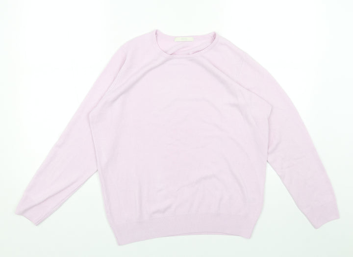 Marks and Spencer Womens Purple Round Neck Acrylic Pullover Jumper Size 14