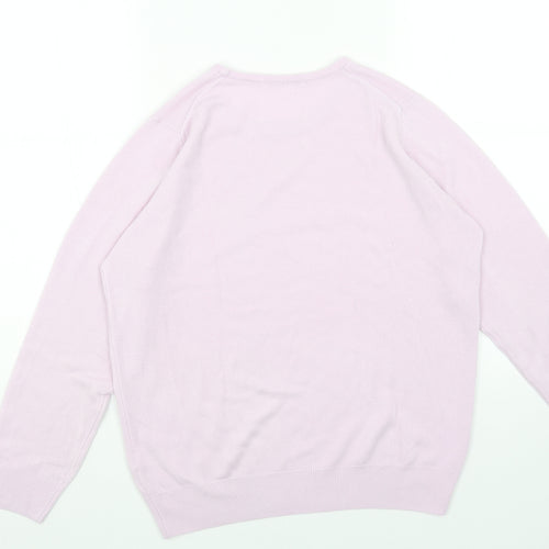Marks and Spencer Womens Purple Round Neck Acrylic Pullover Jumper Size 14