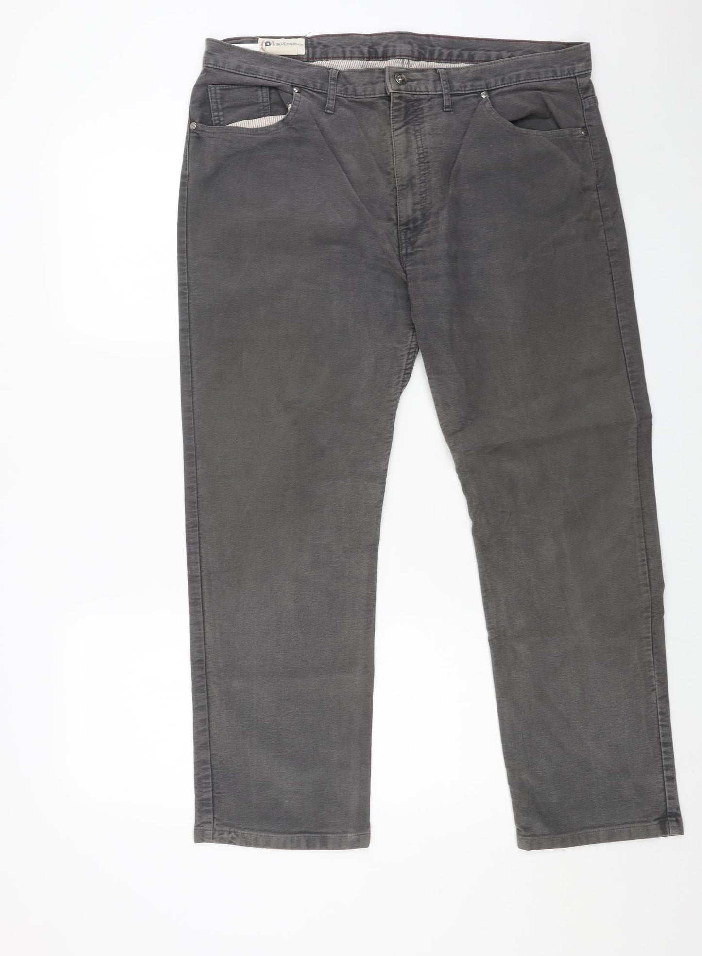 Blue Harbour Mens Grey Cotton Straight Jeans Size 40 in L29 in Regular Button