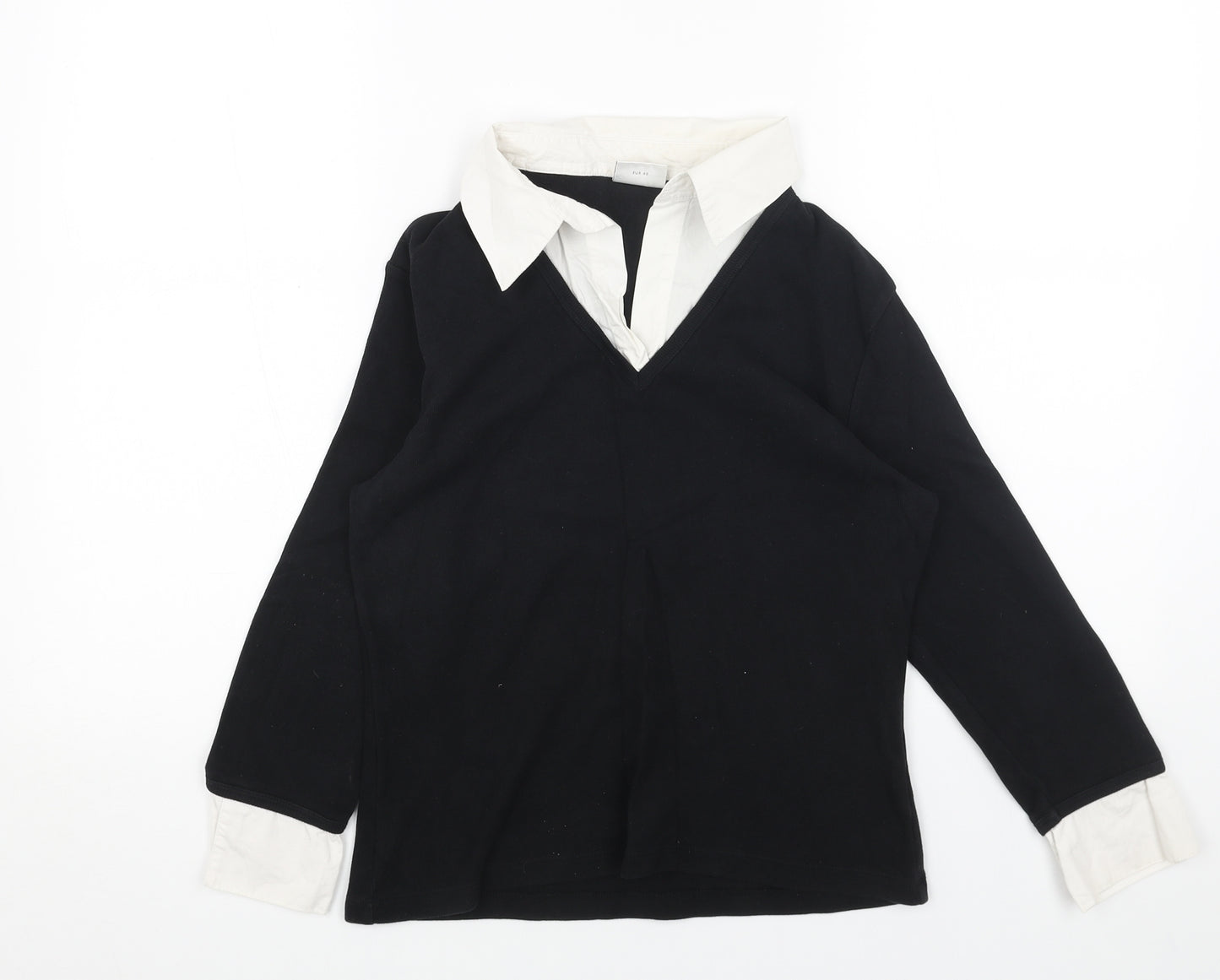 NEXT Womens Black Collared Cotton Pullover Jumper Size 12