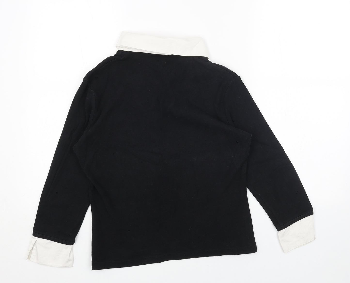 NEXT Womens Black Collared Cotton Pullover Jumper Size 12