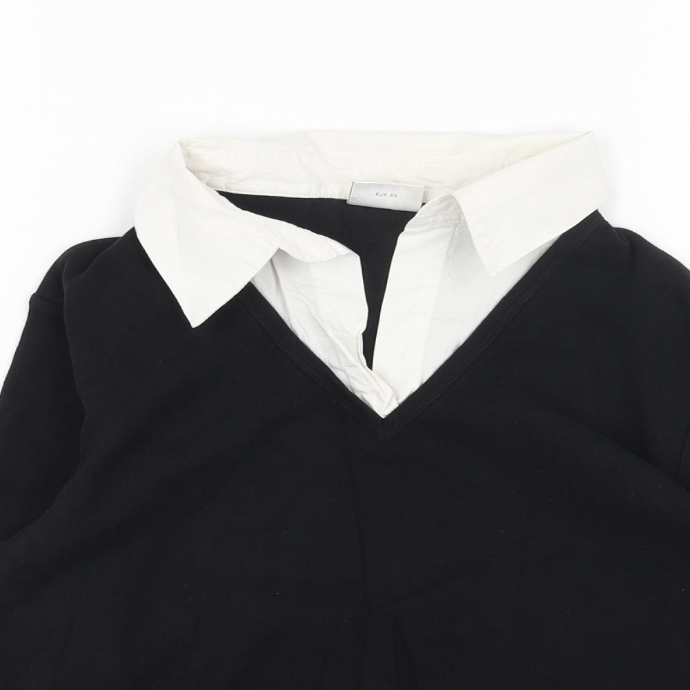 NEXT Womens Black Collared Cotton Pullover Jumper Size 12