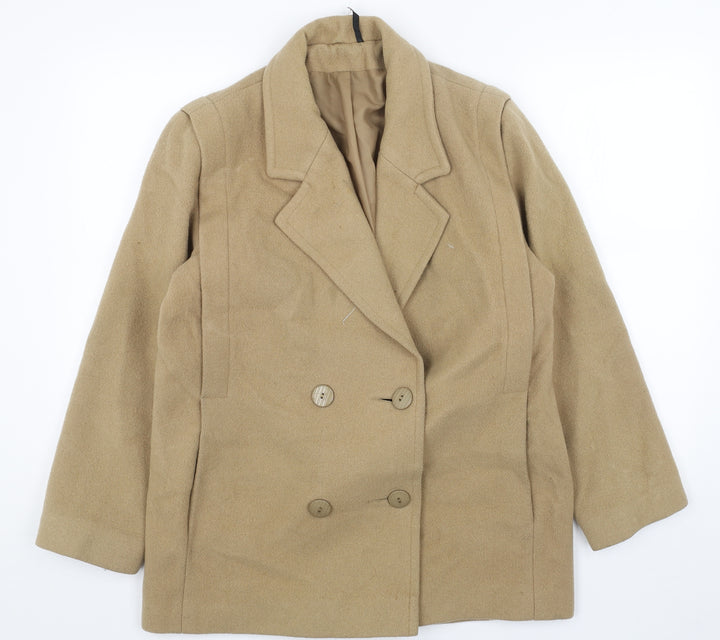 Preworn Womens Beige Pea Coat Jacket Size 10 Button