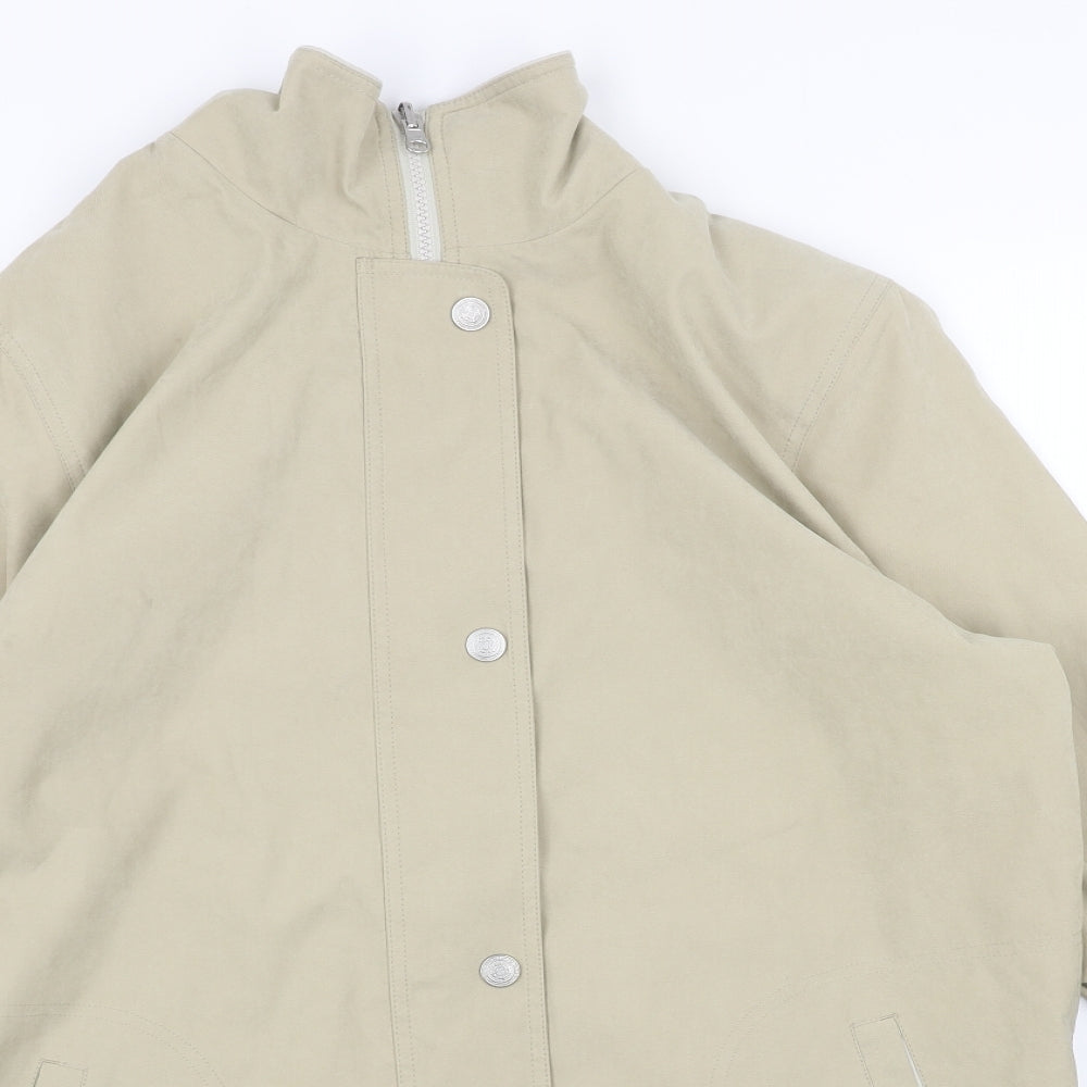 Preworn Womens Beige Rain Coat Coat Size L Zip
