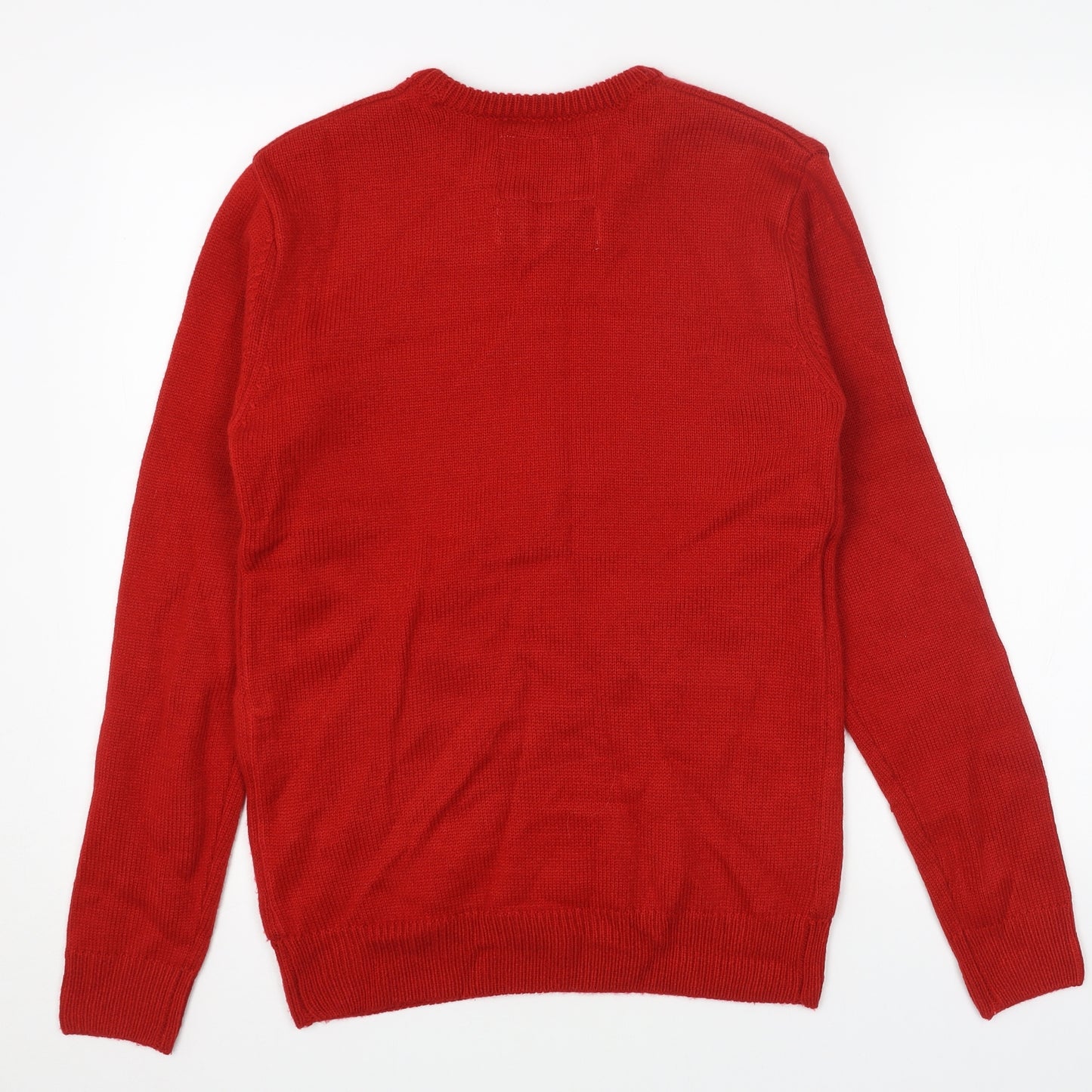 Preworn Womens Red Round Neck Acrylic Pullover Jumper Size XS - Christmas Pudding