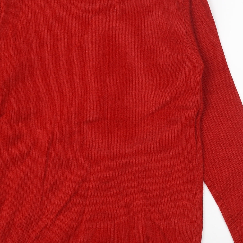 Preworn Womens Red Round Neck Acrylic Pullover Jumper Size XS - Christmas Pudding