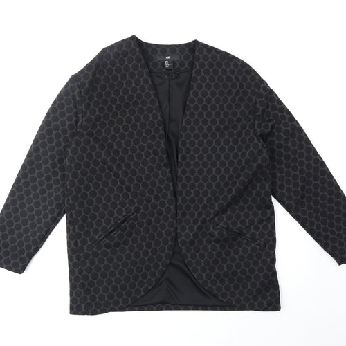 H&M Womens Black Geometric Jacket Blazer Size S