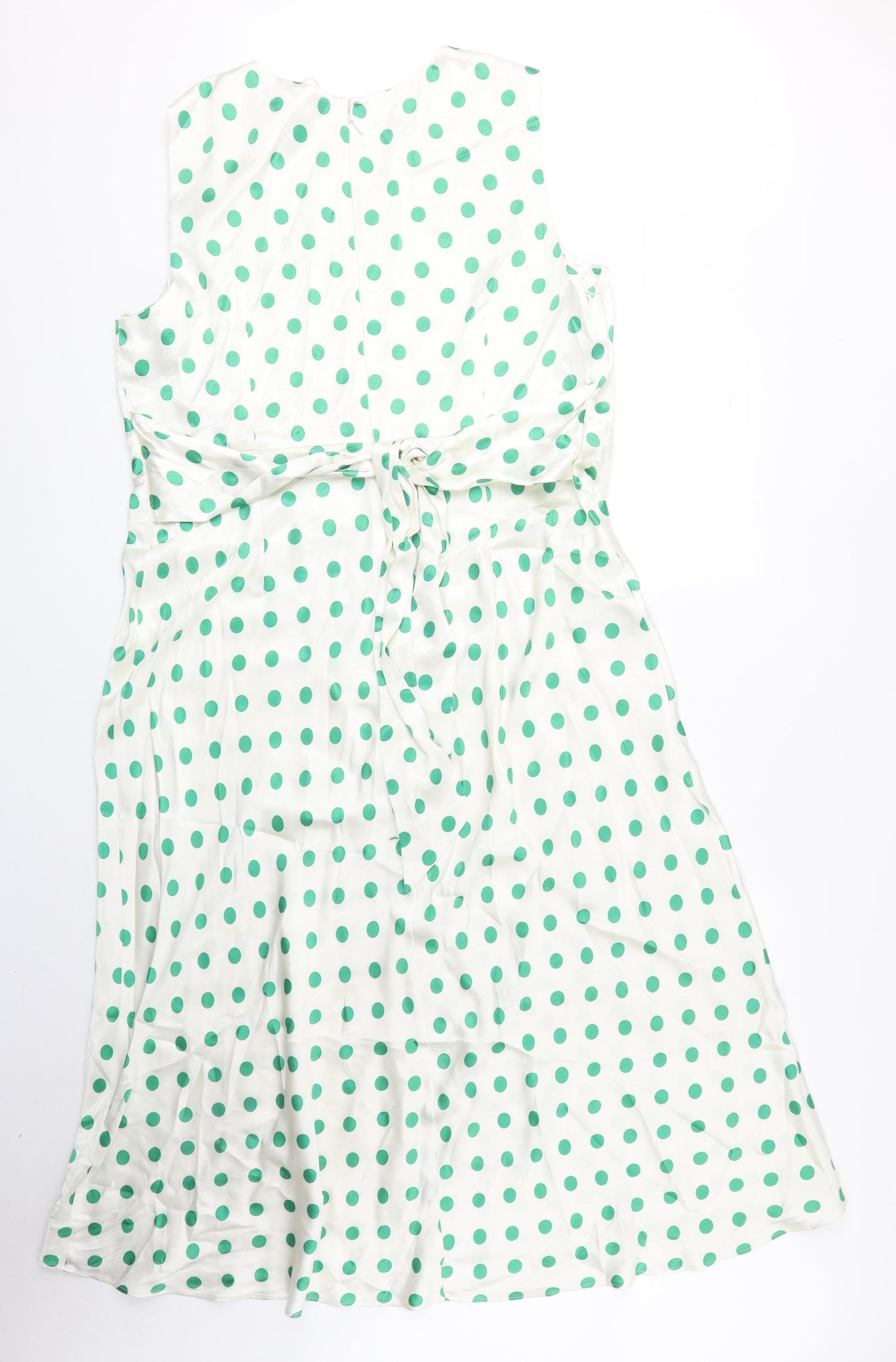 Marks and Spencer Womens Ivory Polka Dot Polyester Trapeze & Swing Size 18 Round Neck Zip