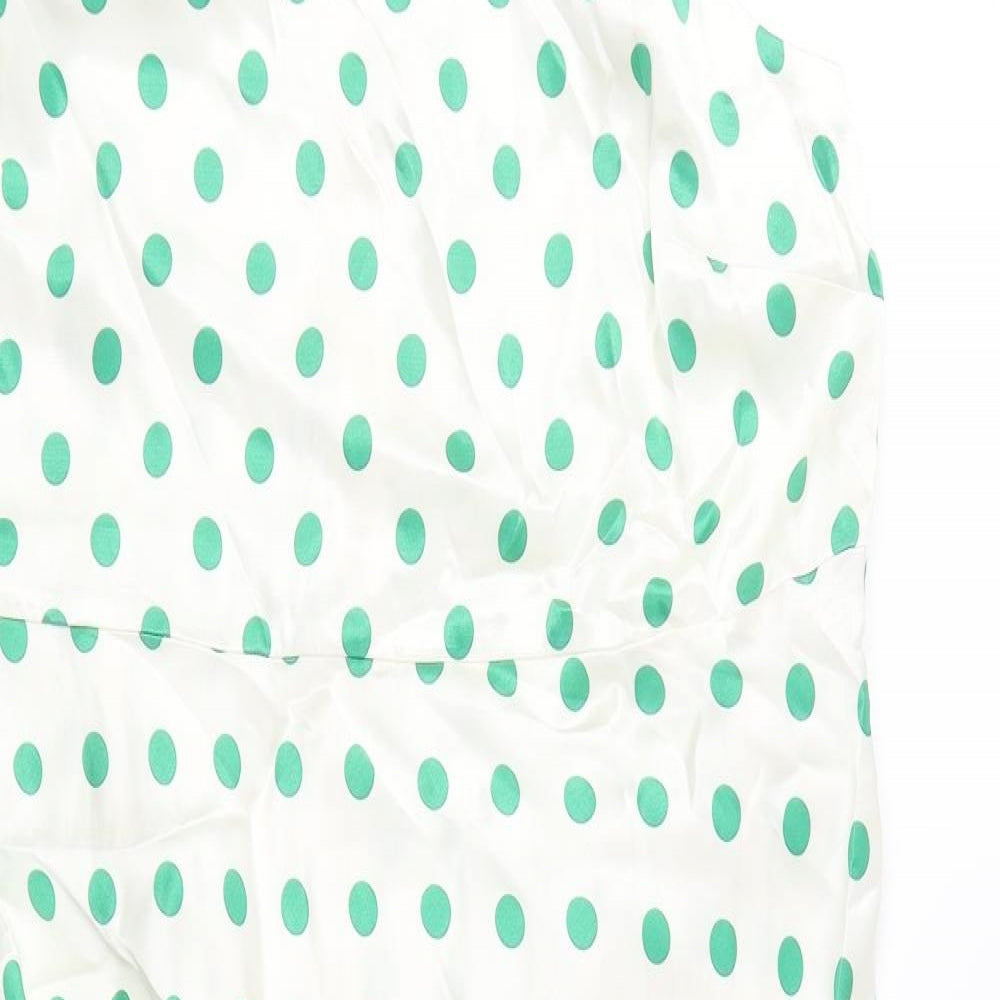 Marks and Spencer Womens Ivory Polka Dot Polyester Trapeze & Swing Size 18 Round Neck Zip