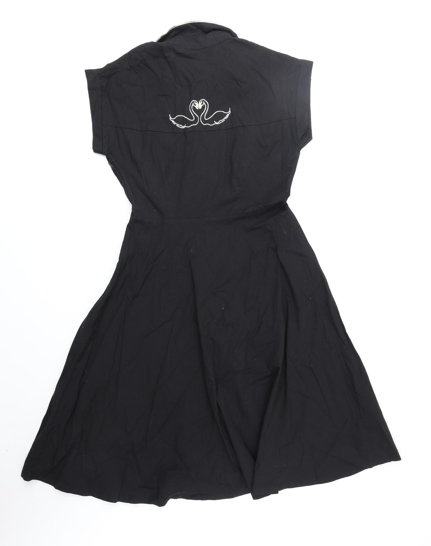 Banned Apparel Womens Black Cotton Shirt Dress Size L Collared Button