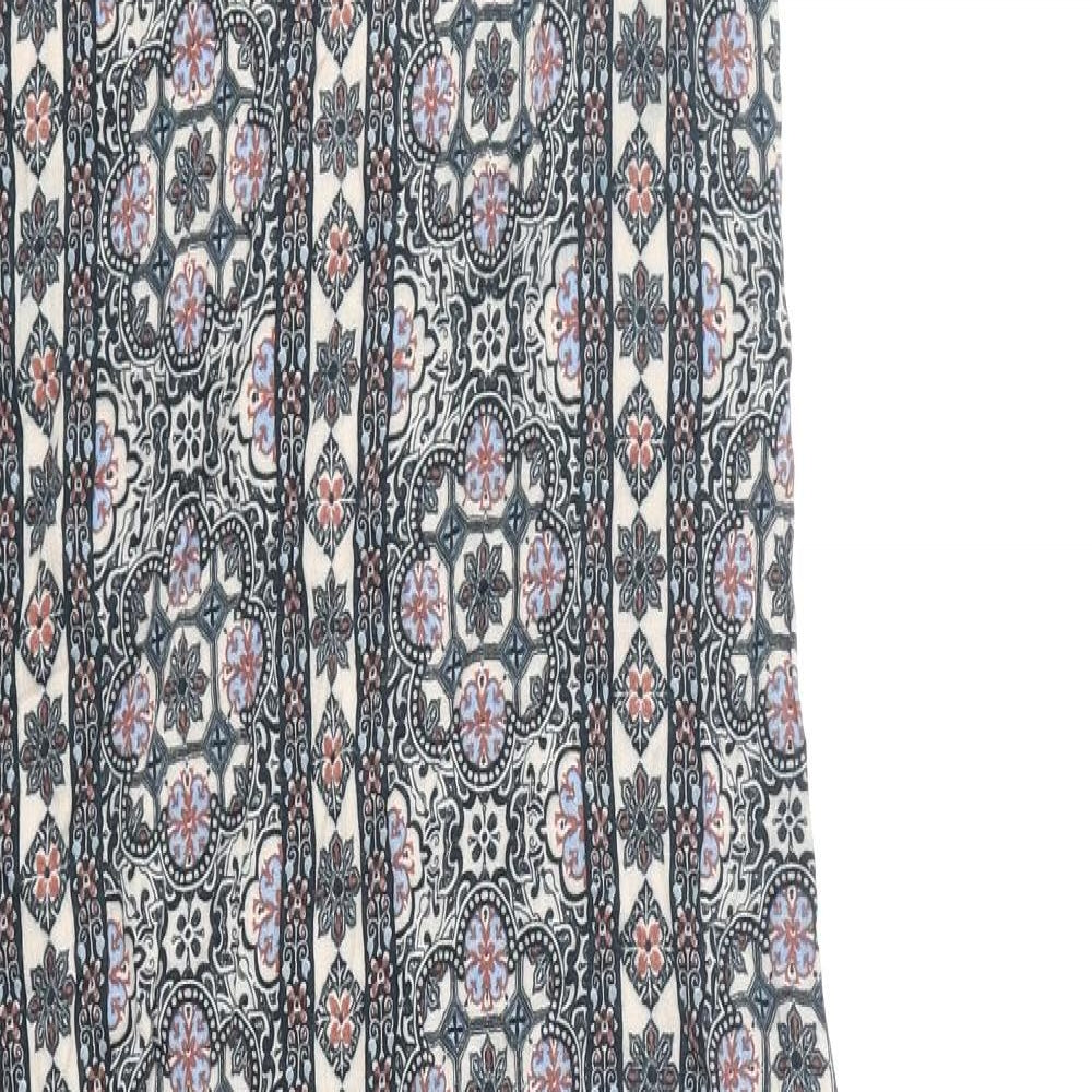 New Look Womens Multicoloured Geometric Viscose Maxi Size 10 V-Neck Pullover