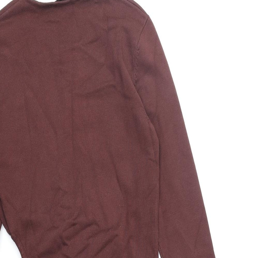 Zara Womens Brown Viscose Bodycon Size S Round Neck Pullover