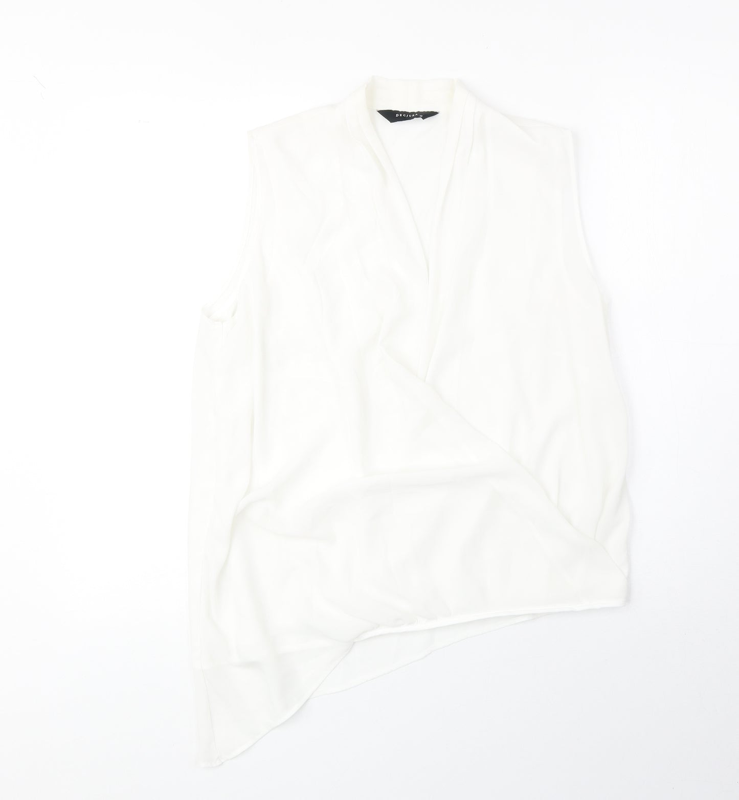 Decjuba Womens White Polyester Basic Tank Size 10 V-Neck