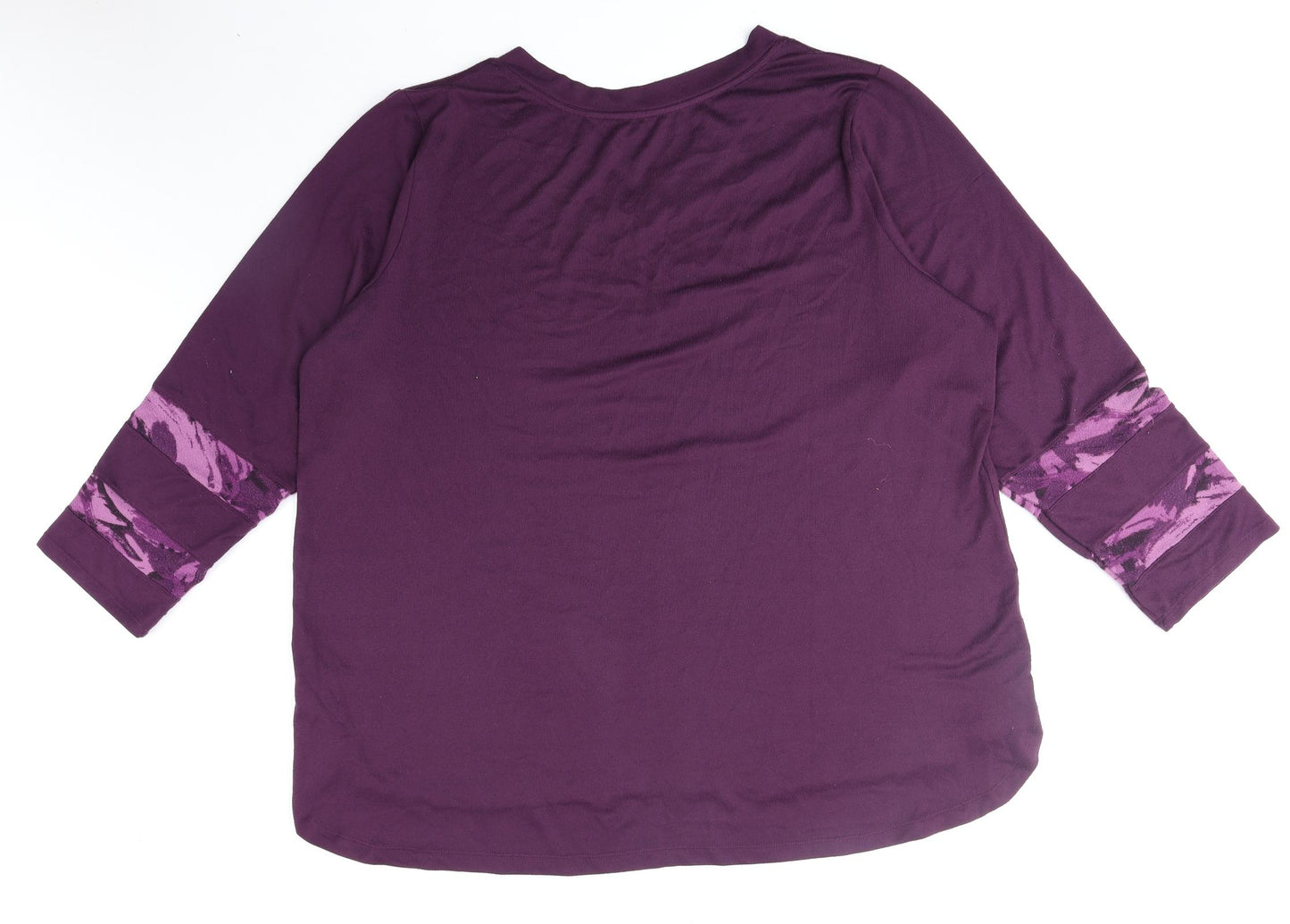 Preworn Womens Purple Polyester Basic T-Shirt Size XL V-Neck