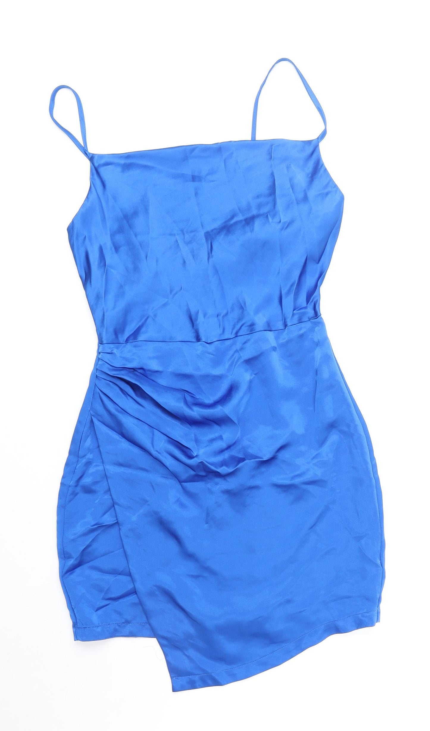 Zara Womens Blue Polyester Mini Size S Cowl Neck Zip