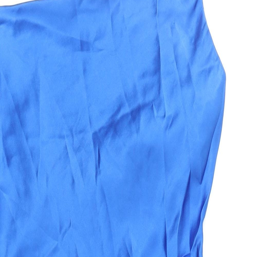 Zara Womens Blue Polyester Mini Size S Cowl Neck Zip