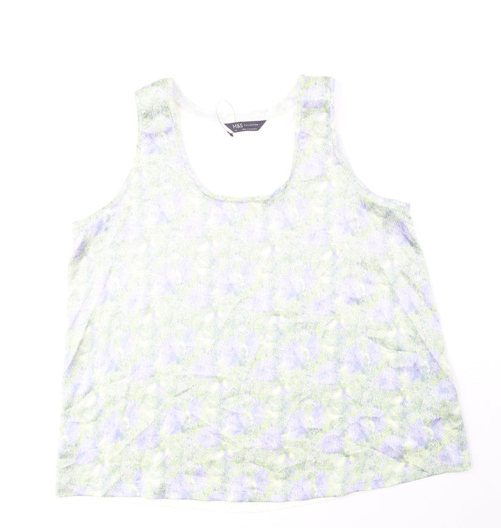 Marks and Spencer Womens Green Polyester Basic Tank Size 12 Scoop Neck