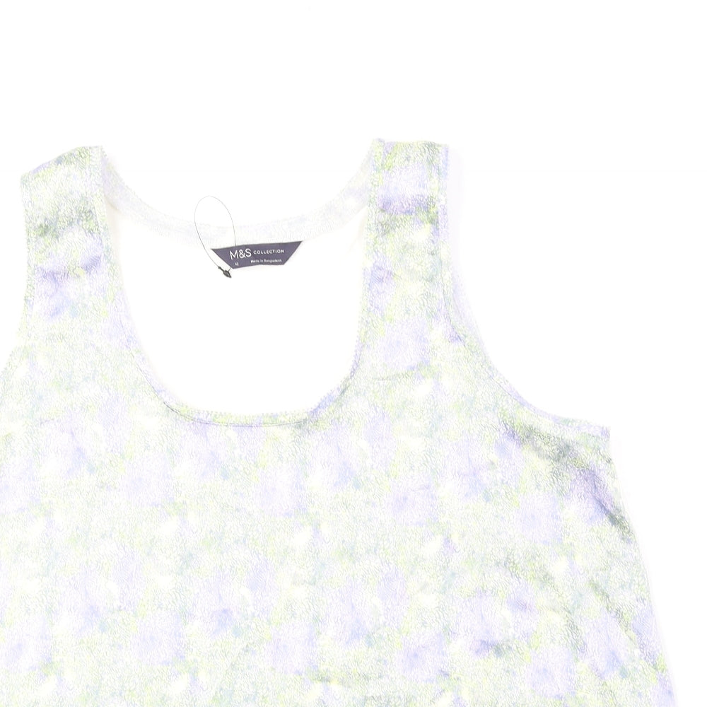 Marks and Spencer Womens Green Polyester Basic Tank Size 12 Scoop Neck