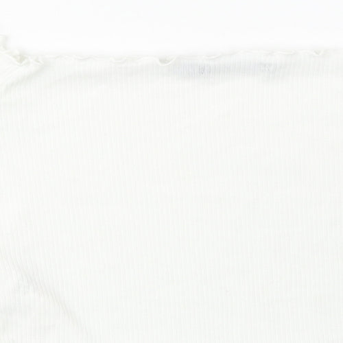 Boohoo Womens White Polyester Cropped T-Shirt Size 6 Boat Neck