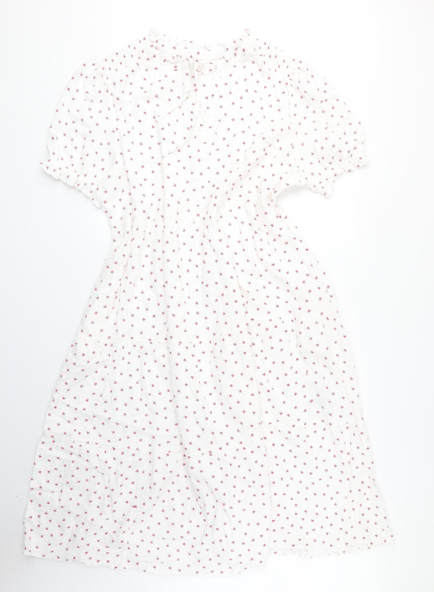 Per Una Womens White Floral Cotton A-Line Size 20 Round Neck Pullover