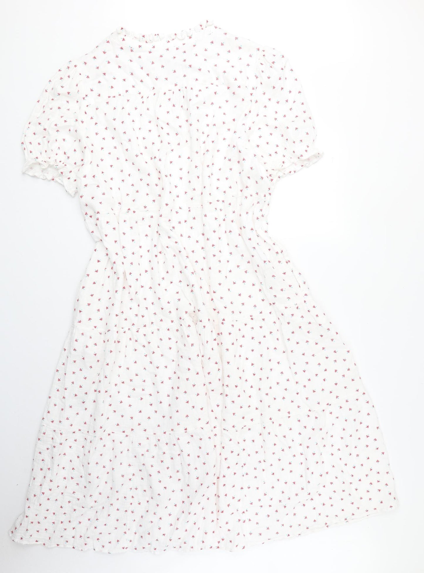 Per Una Womens White Floral Cotton A-Line Size 20 Round Neck Pullover