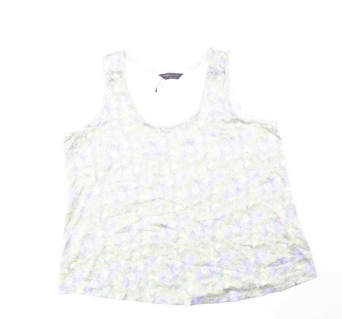 Marks and Spencer Womens Green Viscose Basic Tank Size 14 Scoop Neck