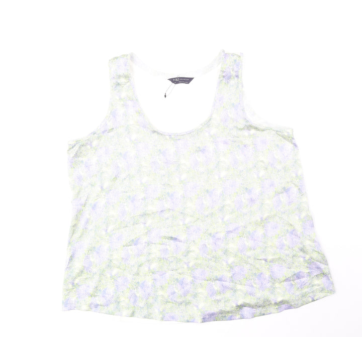 Marks and Spencer Womens Green Viscose Basic Tank Size 14 Scoop Neck