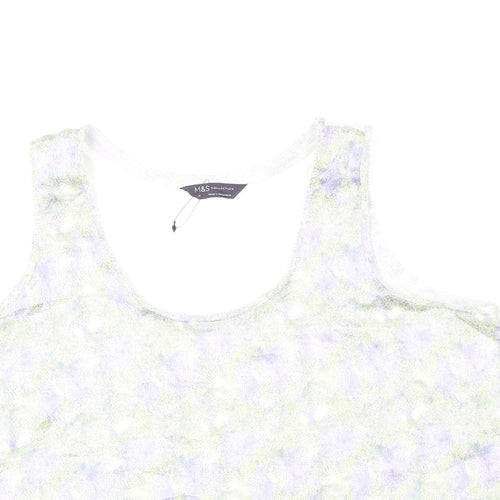Marks and Spencer Womens Green Viscose Basic Tank Size 14 Scoop Neck
