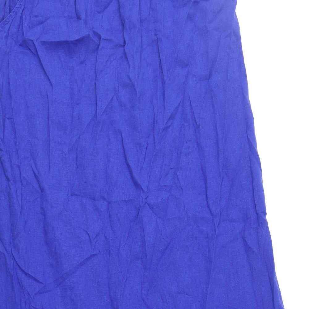 Marks and Spencer Womens Blue Linen Trapeze & Swing Size 20 Round Neck Pullover - Tiered