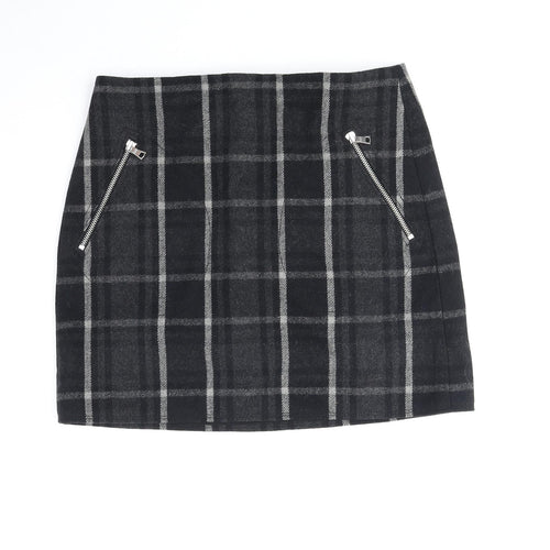 Gap Womens Black Plaid Polyester Straight & Pencil Skirt Size 6 Zip