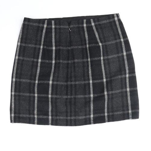 Gap Womens Black Plaid Polyester Straight & Pencil Skirt Size 6 Zip