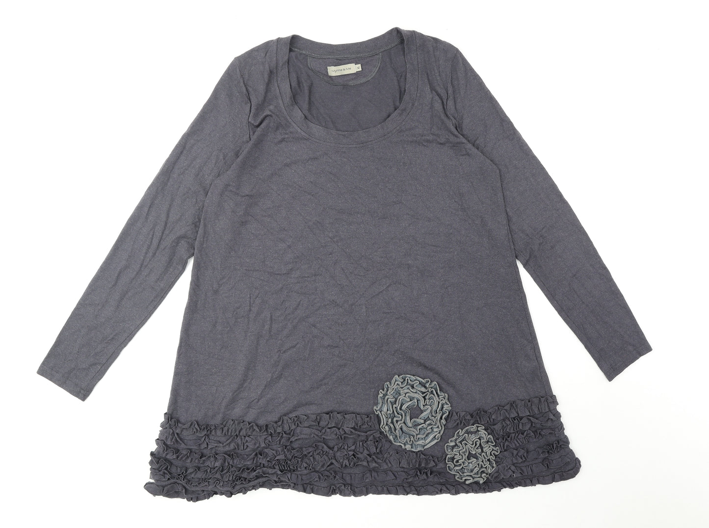 Myrine & Me Womens Grey Viscose Basic T-Shirt Size XL Scoop Neck