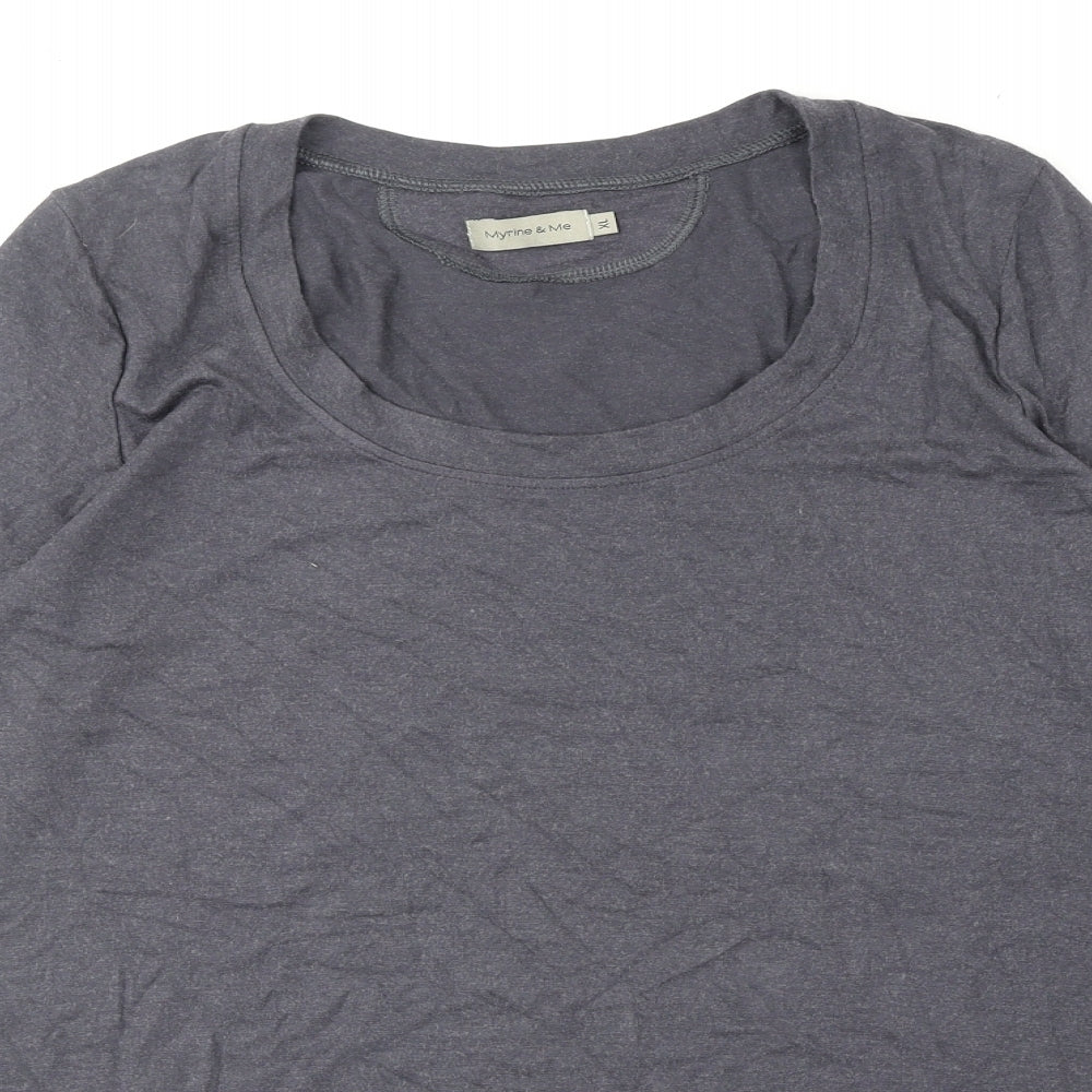 Myrine & Me Womens Grey Viscose Basic T-Shirt Size XL Scoop Neck