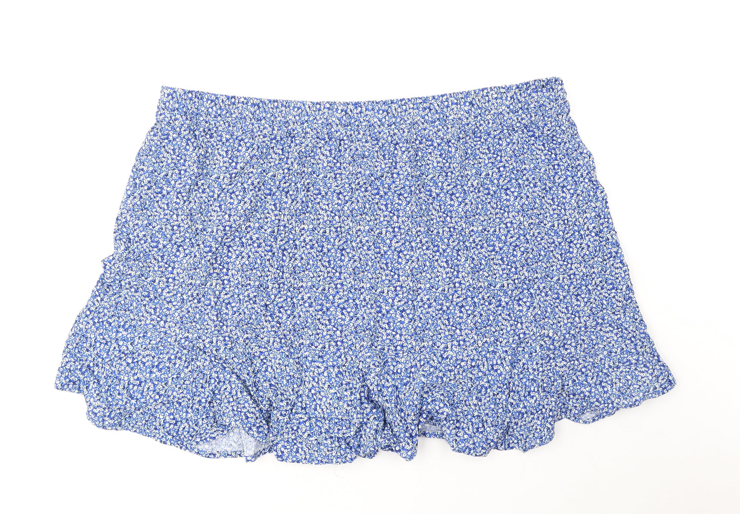Marks and Spencer Womens Blue Floral Viscose Skater Skirt Size 24