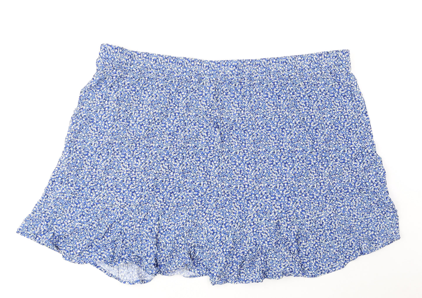 Marks and Spencer Womens Blue Floral Viscose Skater Skirt Size 24