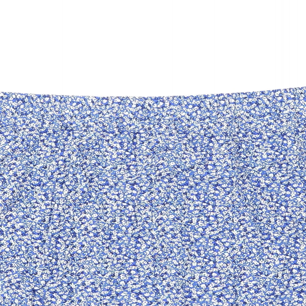 Marks and Spencer Womens Blue Floral Viscose Skater Skirt Size 24