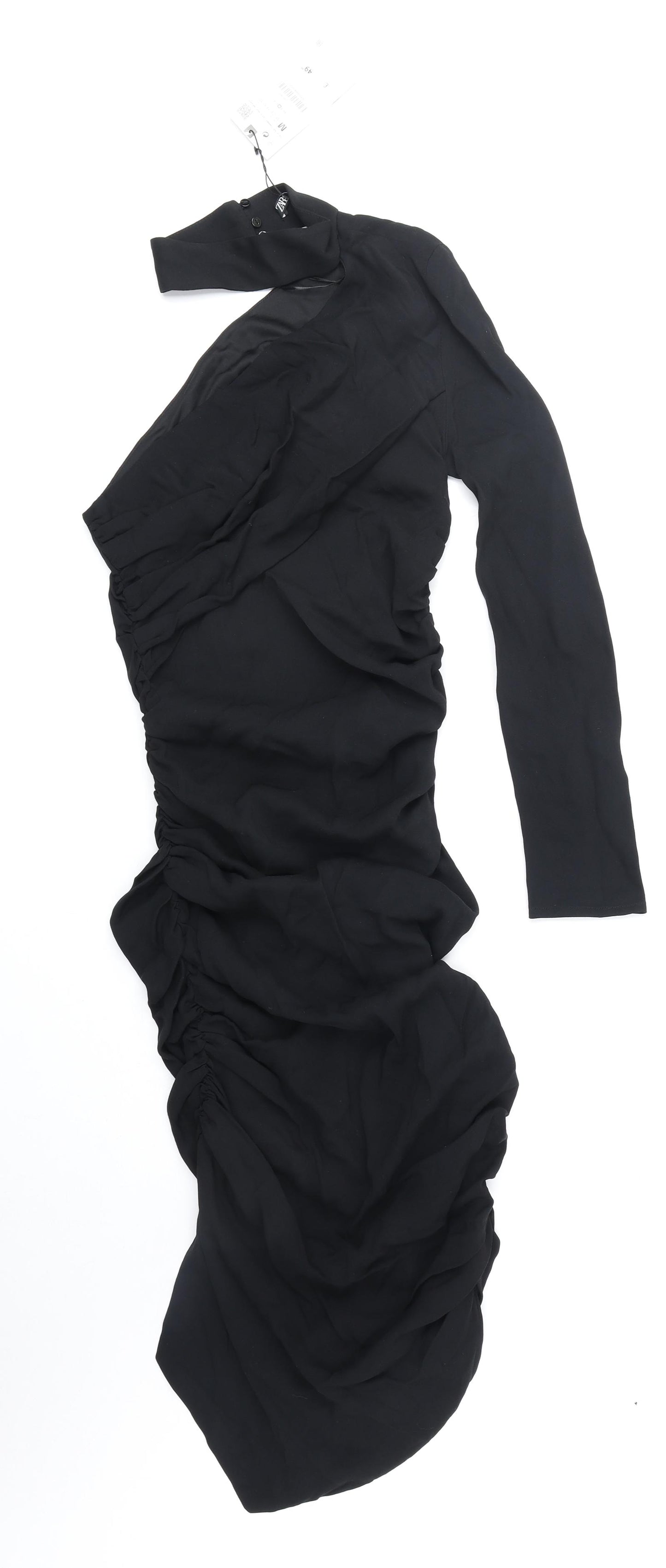 Zara Womens Black Polyester Bodycon Size M Halter Zip